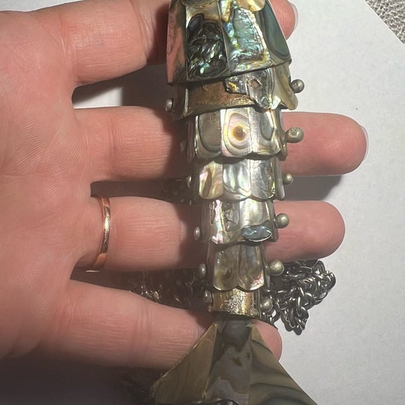 Vintage Abalone Articulated Fish Bottle Opener Mexican Silver - Picture 12 of 15